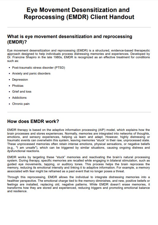 EMDR Client Handout PDF Example