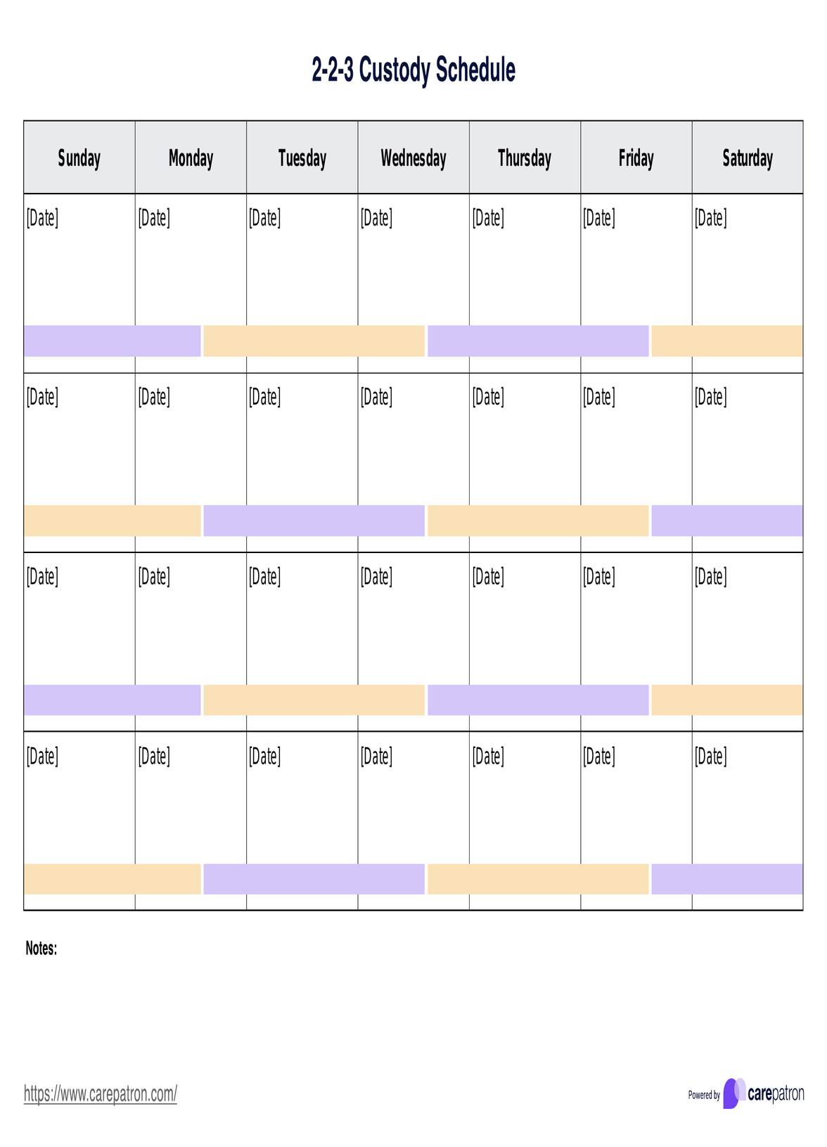 2-2-3 Custody Schedule Template PDF Example