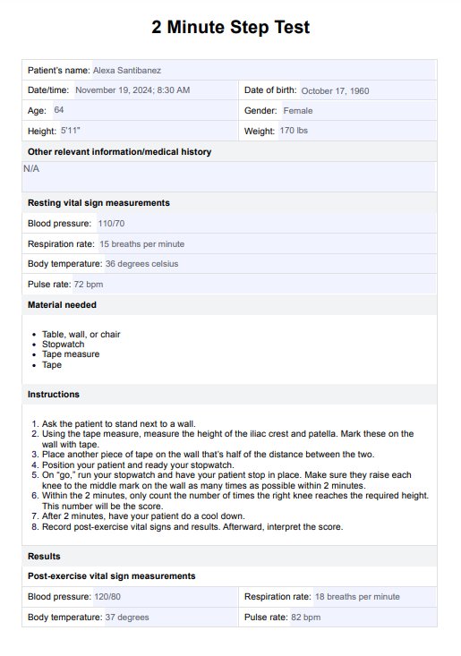 2-Minute Step Tests PDF Example