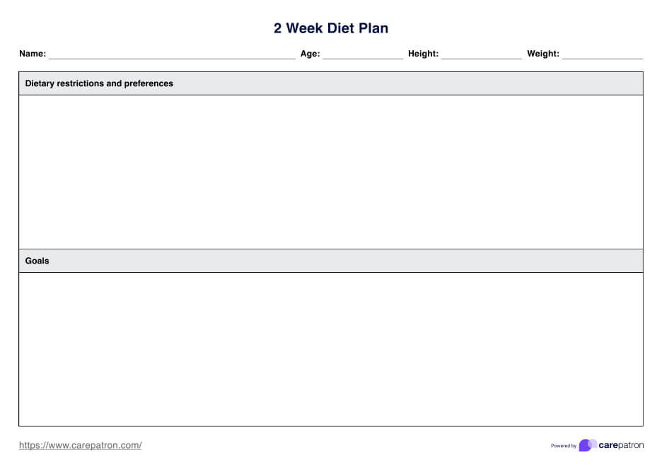 2 周饮食计划 PDF Example