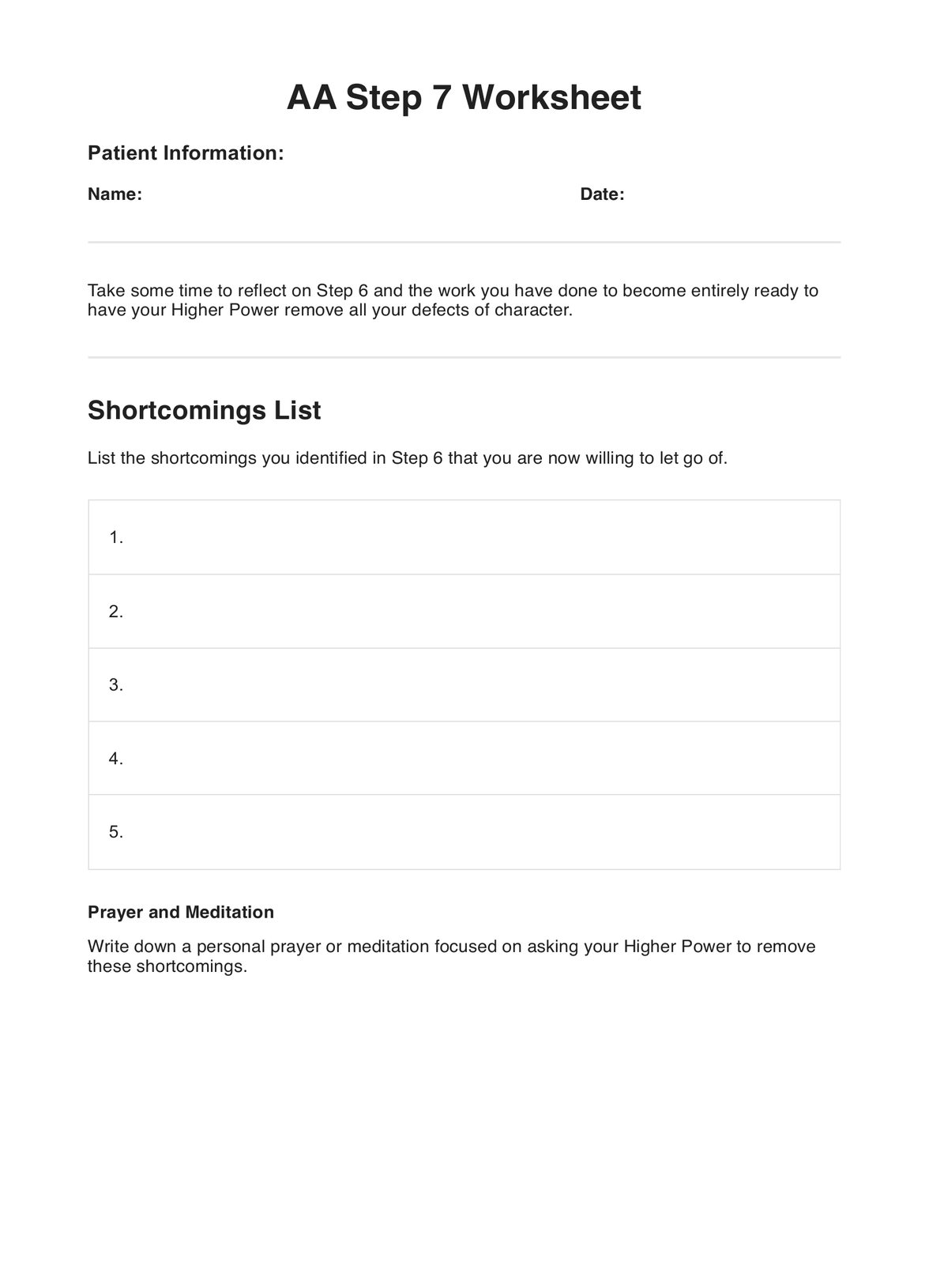 AA Step 7 Worksheets PDF Example