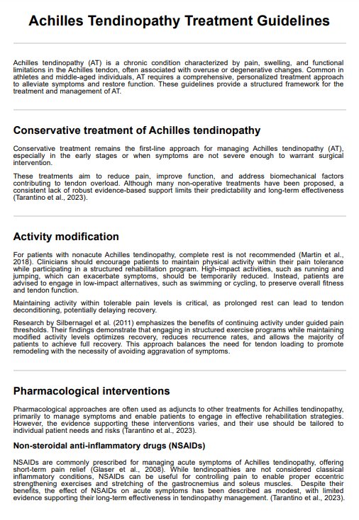 Achilles Tendonitis Treatment Guidelines  PDF Example