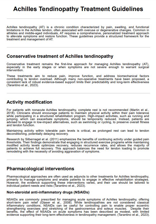 Achilles Tendonitis Treatment Guidelines  PDF Example