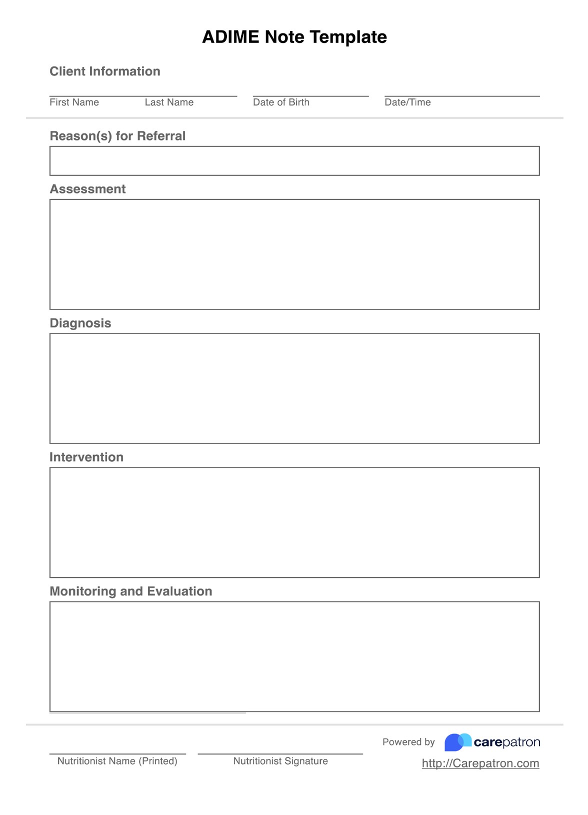 ADIME Note Template PDF Example
