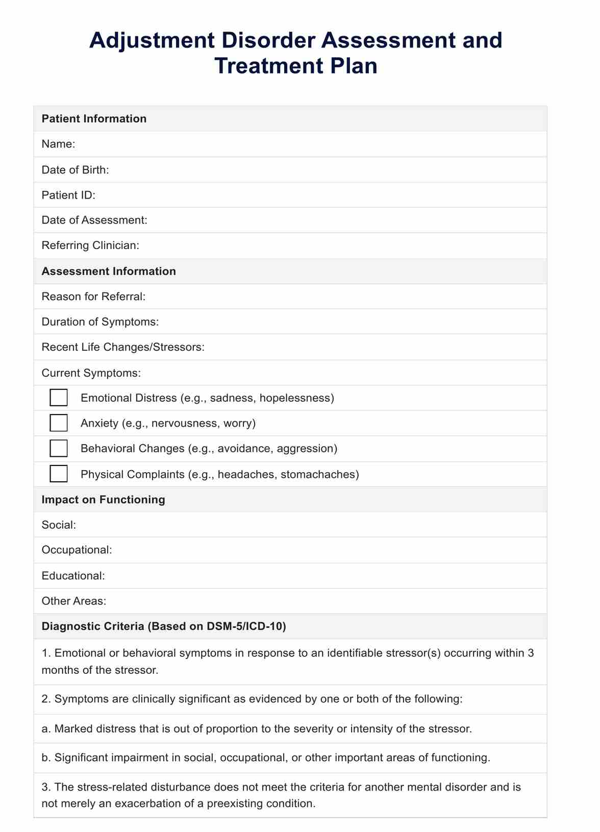 Adjustment Disorder PDF PDF Example