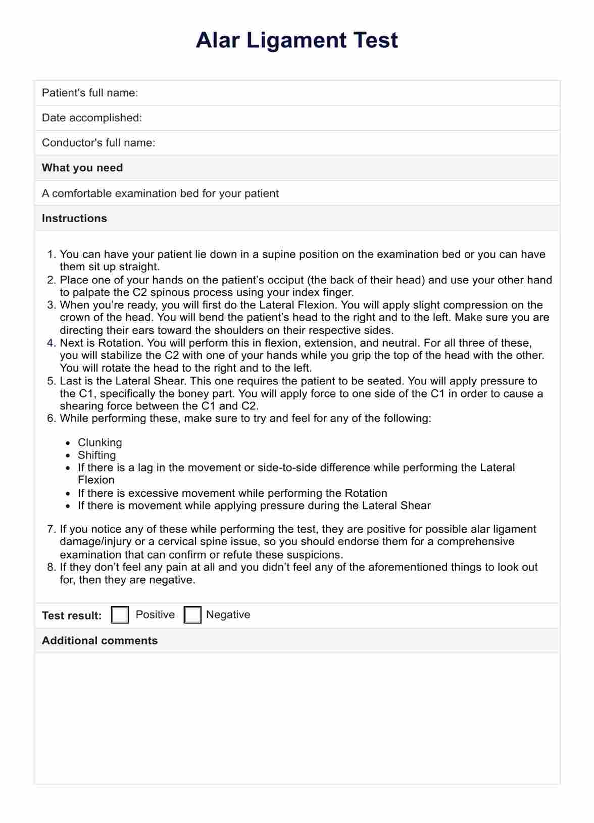 Alar Ligament Test PDF Example