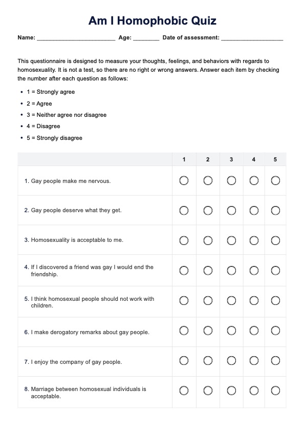 Am I Homophobic Quiz PDF Example