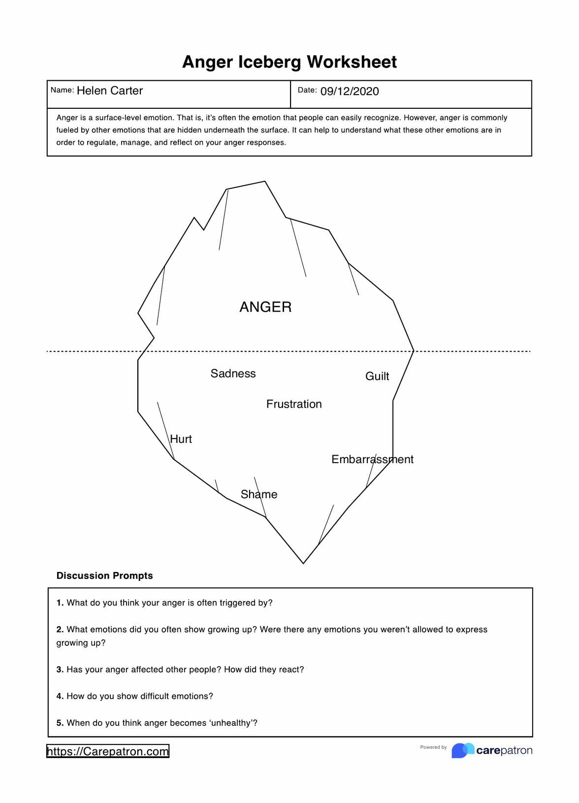 Hoja de Ejercicios de Iceberg de la ira PDF Example