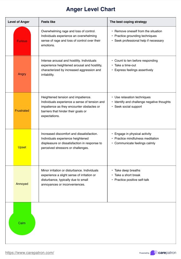 Anger Level Chart PDF Example