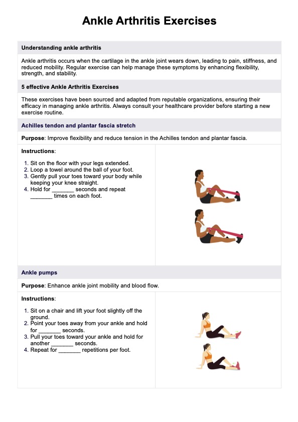 Ankle Arthritis Exercises  PDF Example