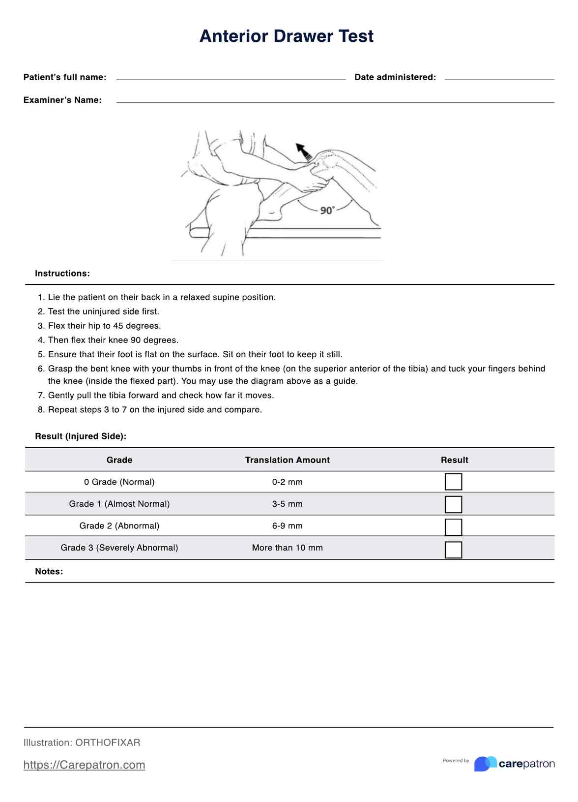 Anterior Drawer Tests PDF Example