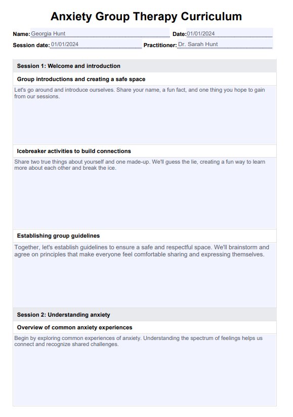 Programa de terapia grupal para la ansiedad PDF Example