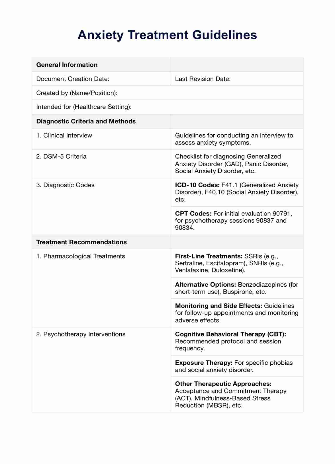 Disruptive Mood Dysregulation Disorder Treatment Plan PDF Example