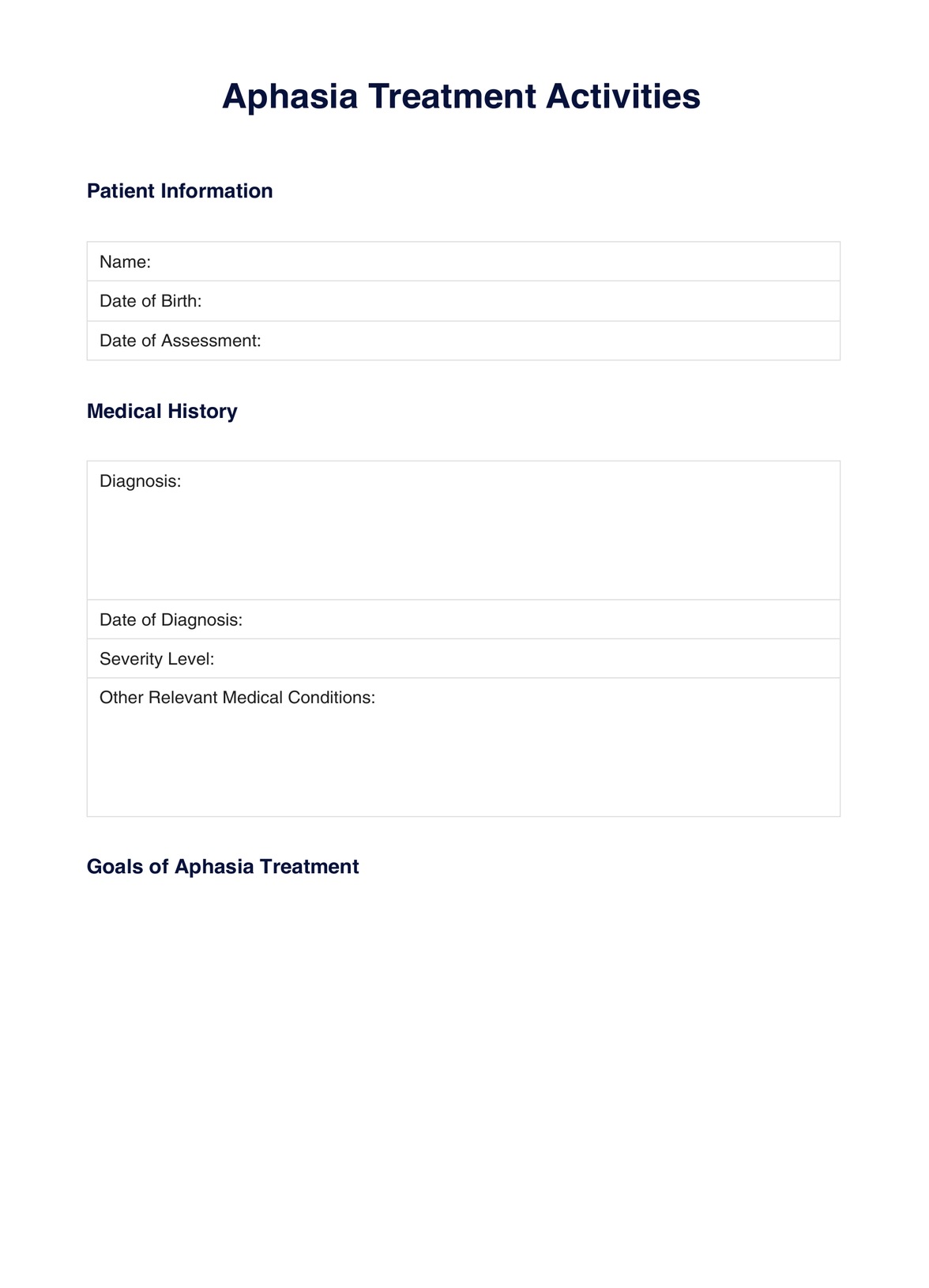 Aphasia Treatment Activities PDF PDF Example