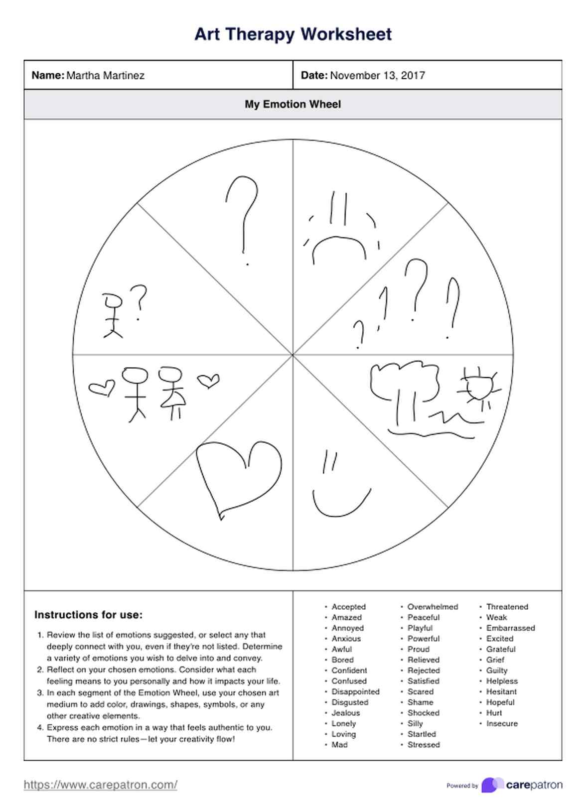 Art Therapy Worksheets PDF Example