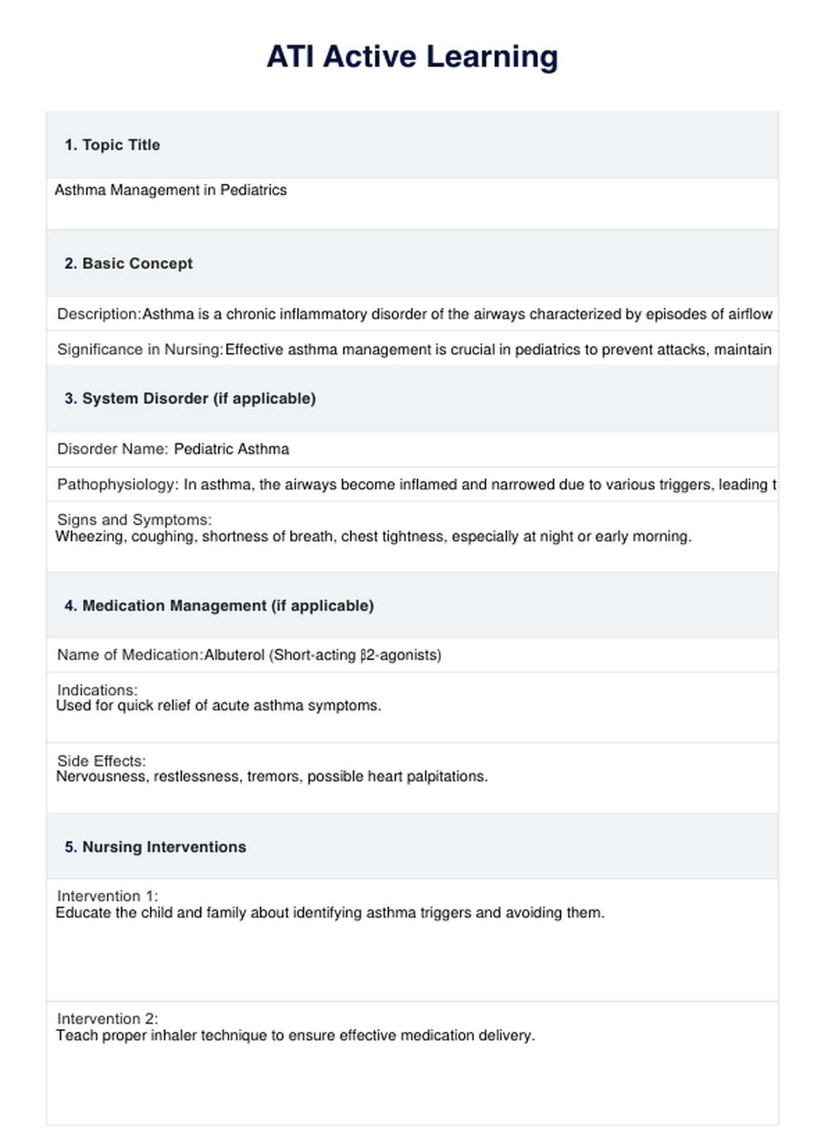 ATI Active Learning Template PDF Example