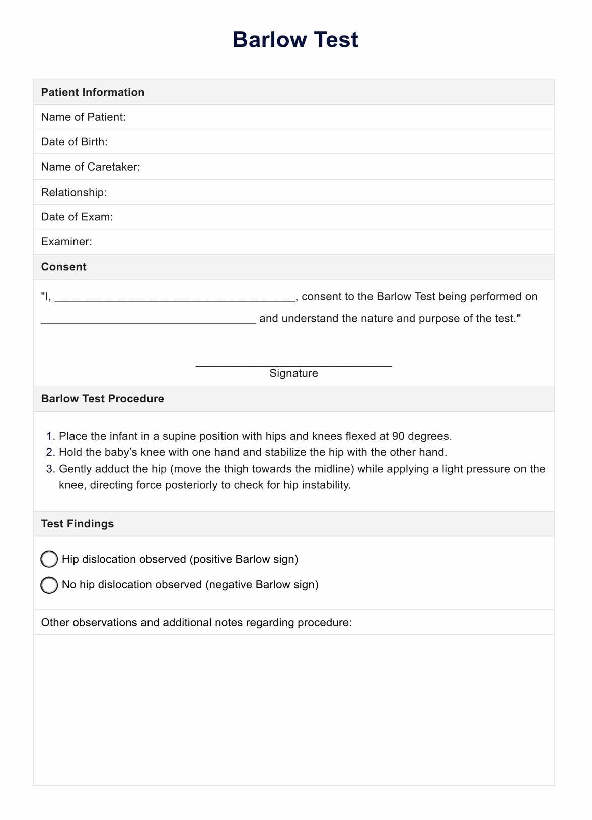 Barlow Test PDF Example