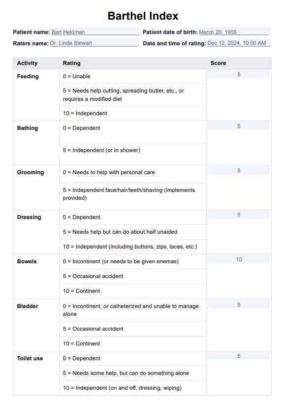 Índice de barthel PDF Example