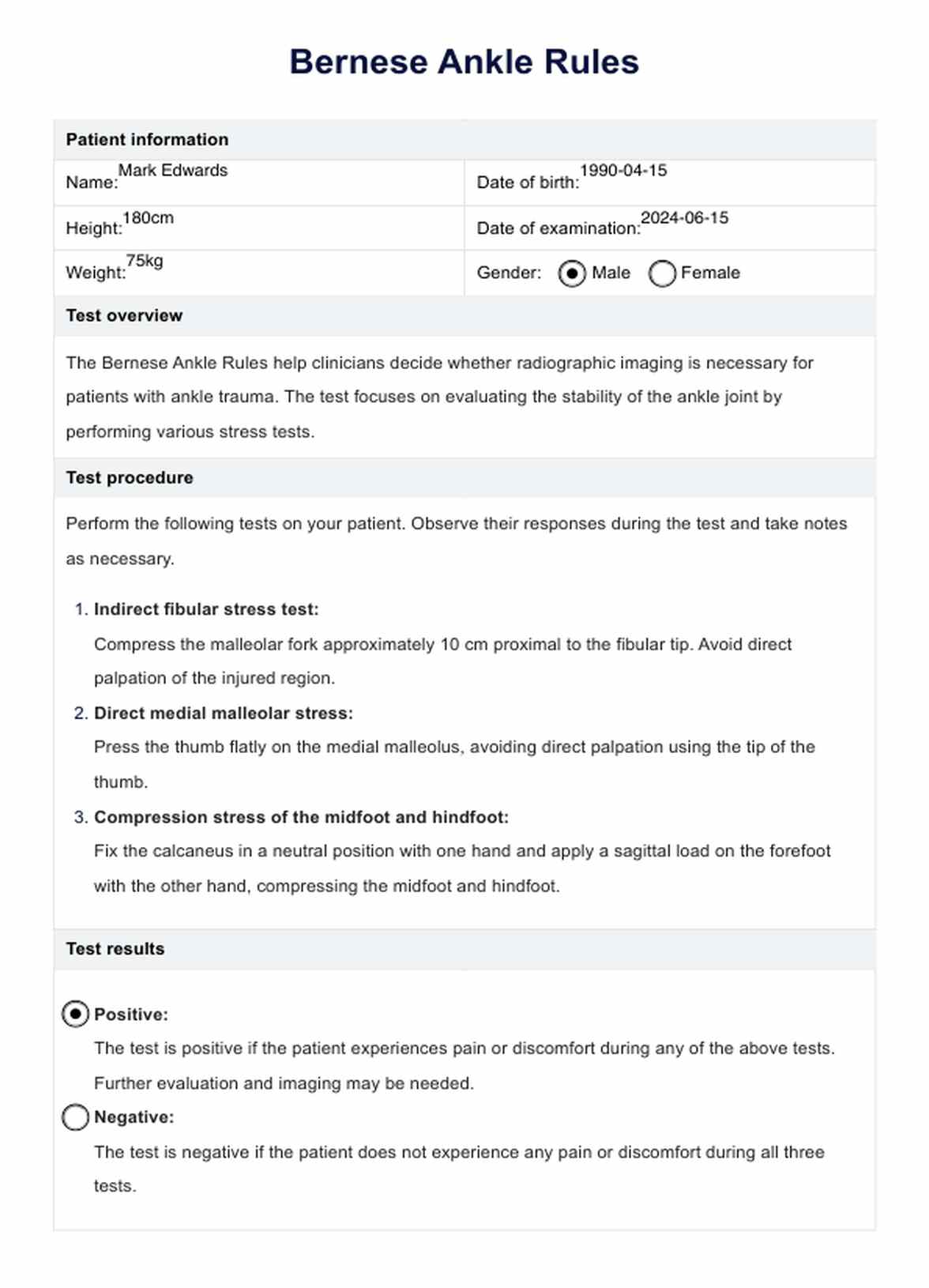 Reglas del tobillo de berna PDF Example