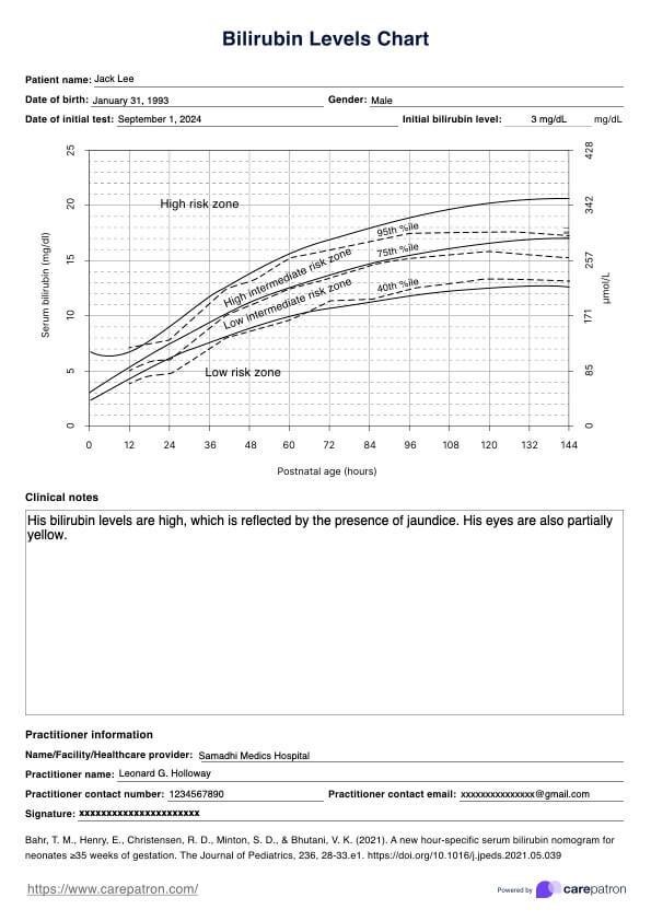 Bilirubin Levels Chart & Example | Free PDF Download