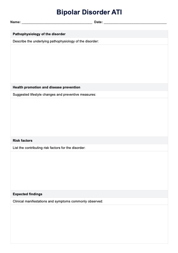 Bipolar Disorder ATI PDF Example