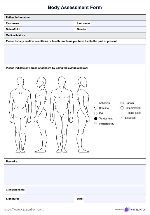 Formulario de evaluación corporal PDF Example