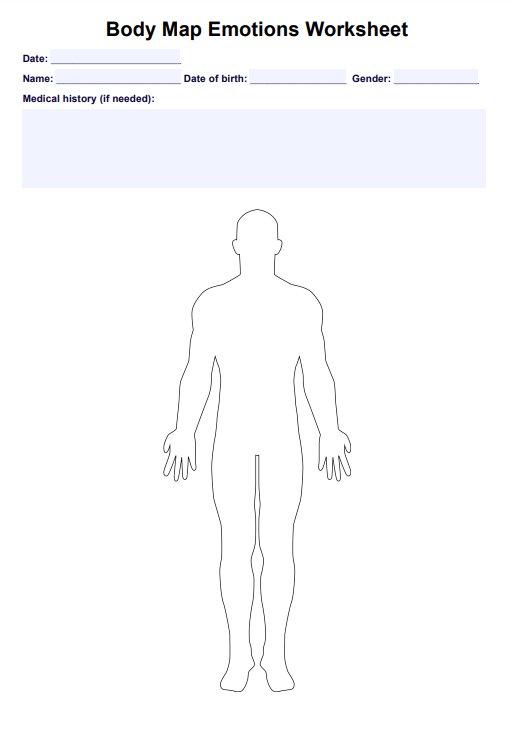 Body Map Emotions Worksheet PDF Example