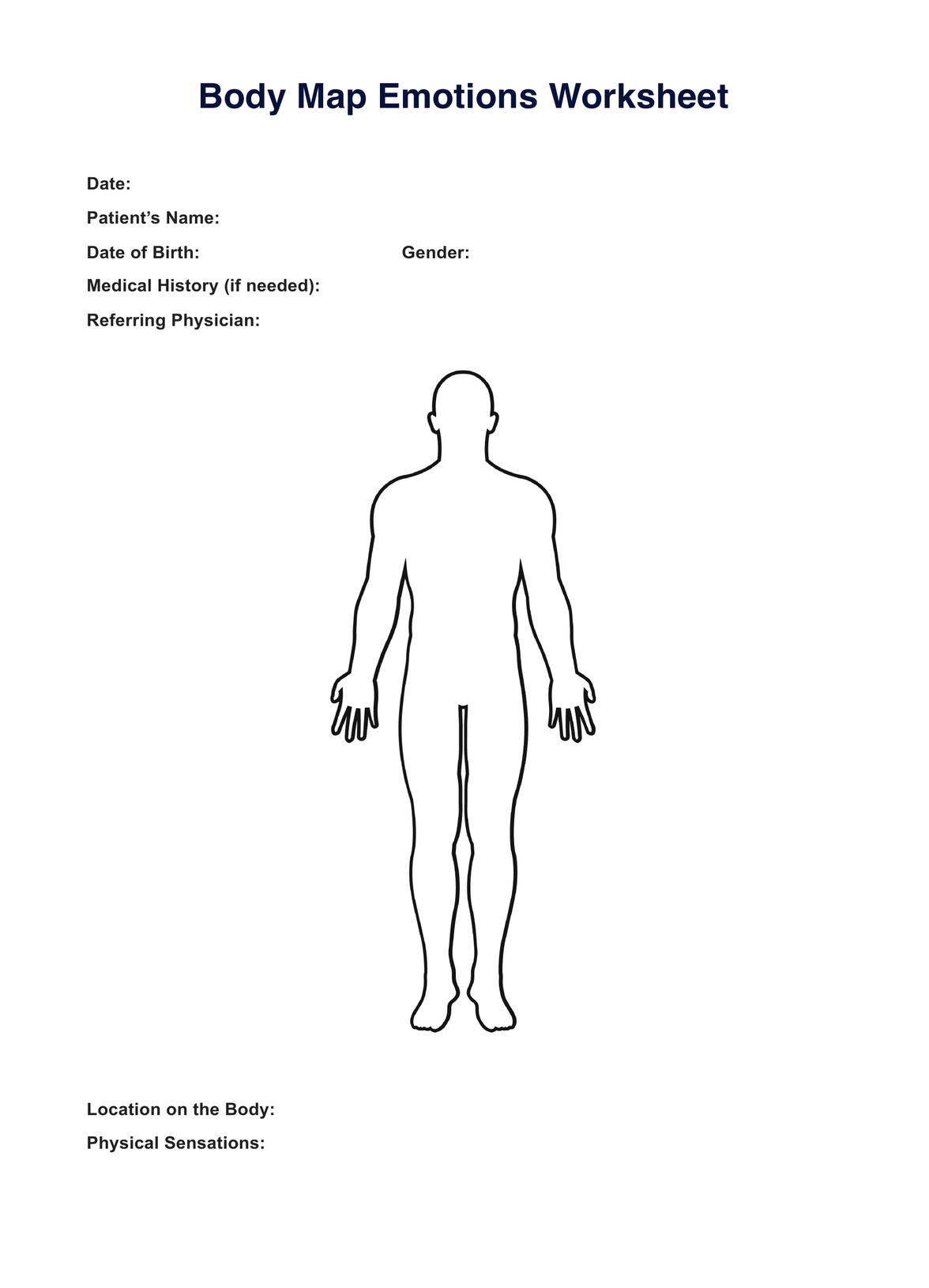 Body Map Emotions Worksheet PDF Example