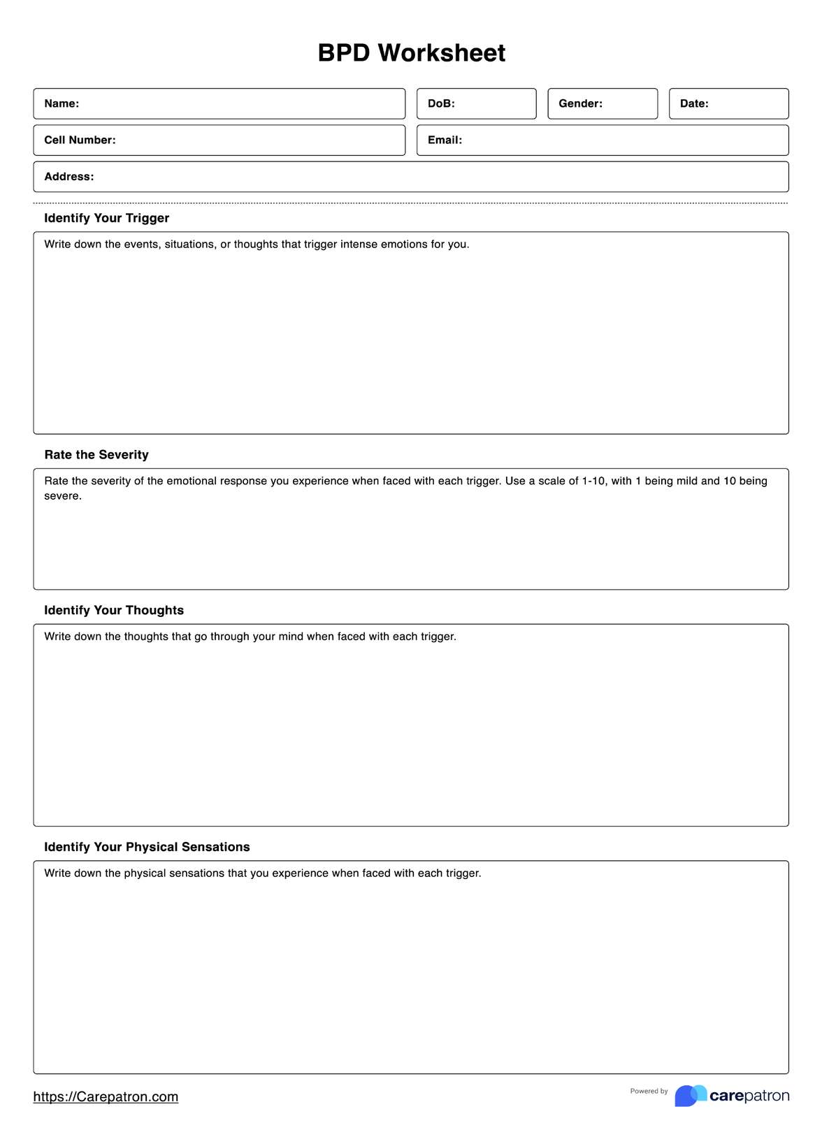 BPD Worksheets PDF Example