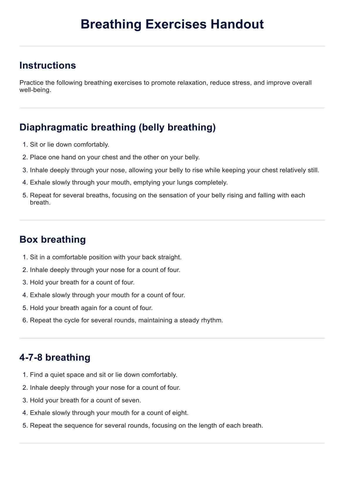 Printable Breathing Exercises Handout PDF Example