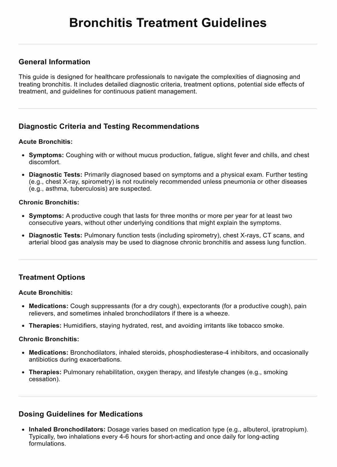 Bronchitis Treatment Guidelines PDF Example