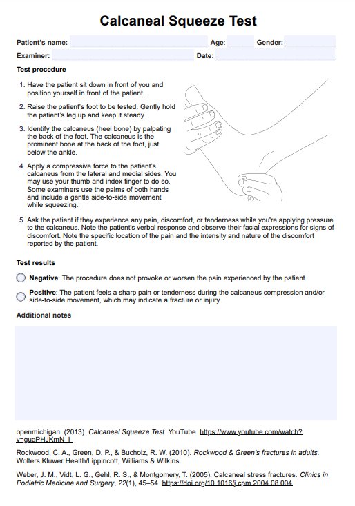 Calcaneal Squeeze Test PDF Example