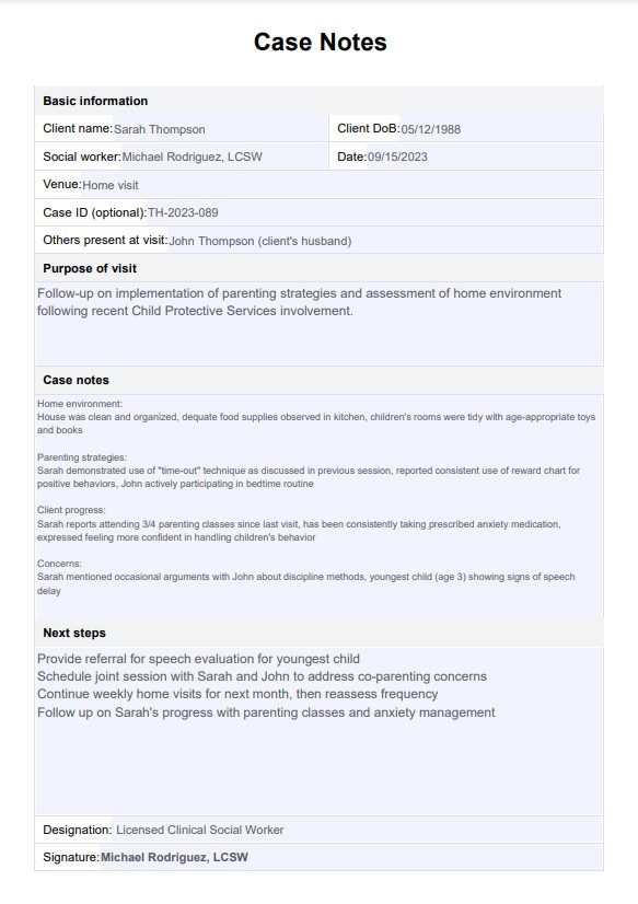 Modelo de notas de caso PDF Example