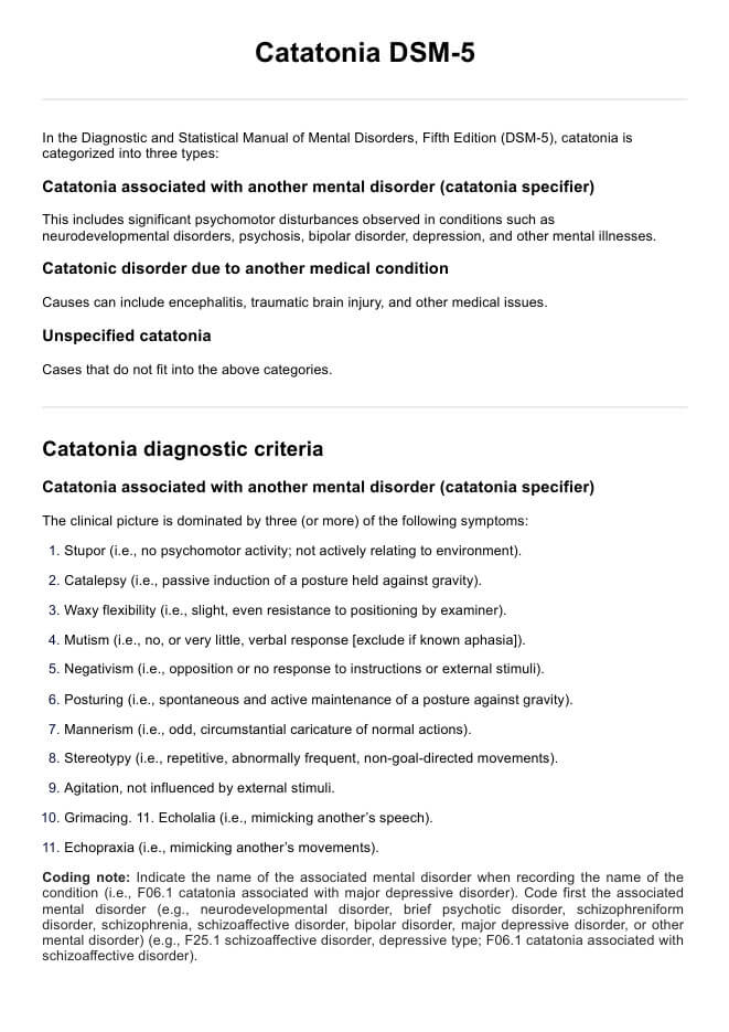 Catatonia DSM-5 & Example | Free PDF Download