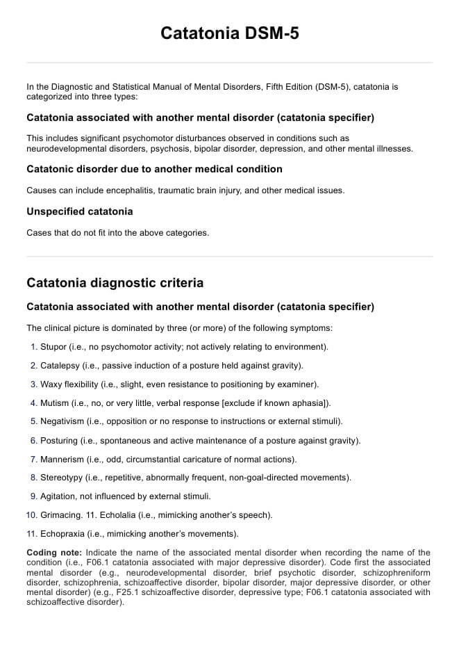 Catatonia DSM-5 PDF Example