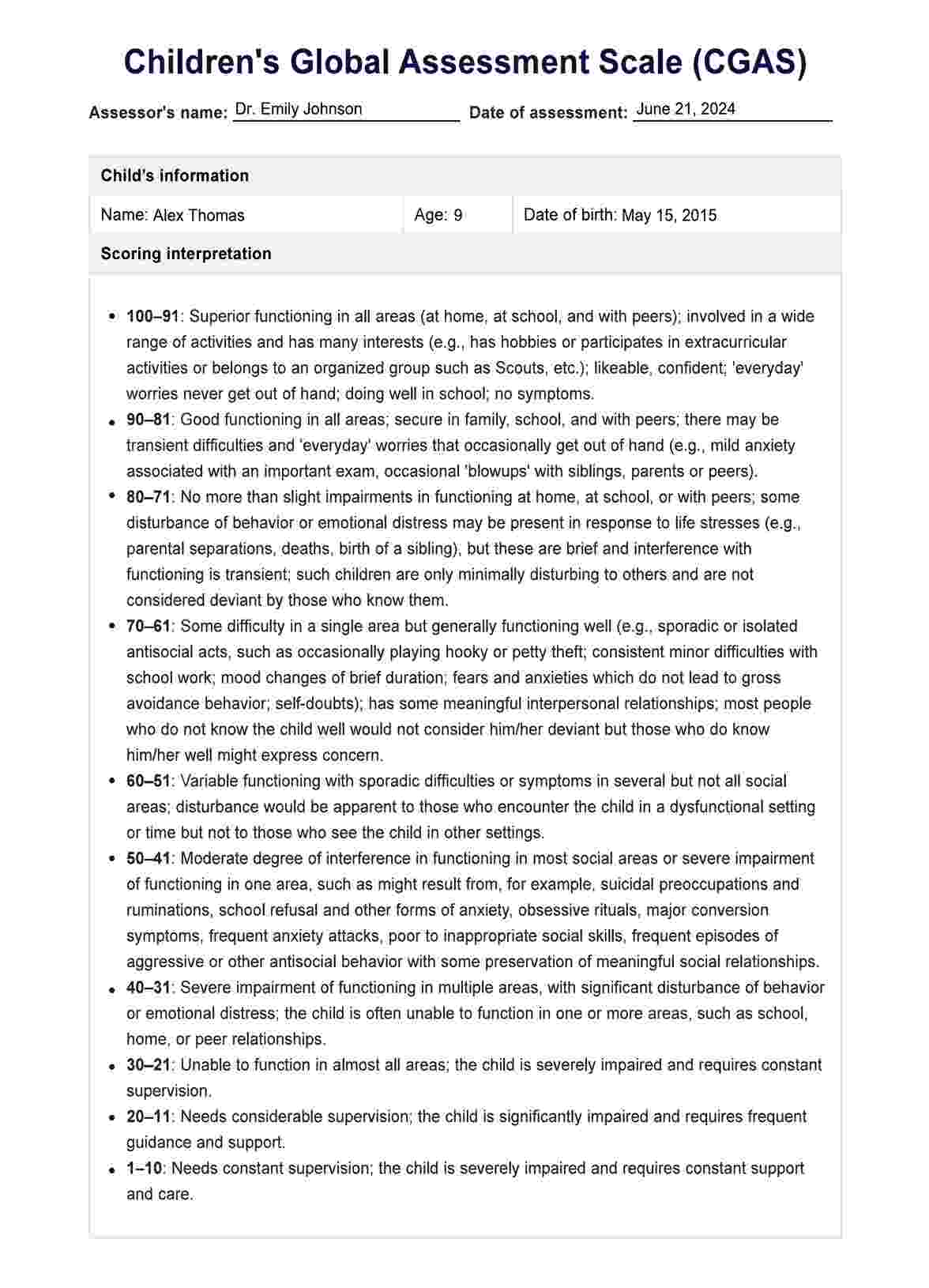 Escala CGAS PDF Example