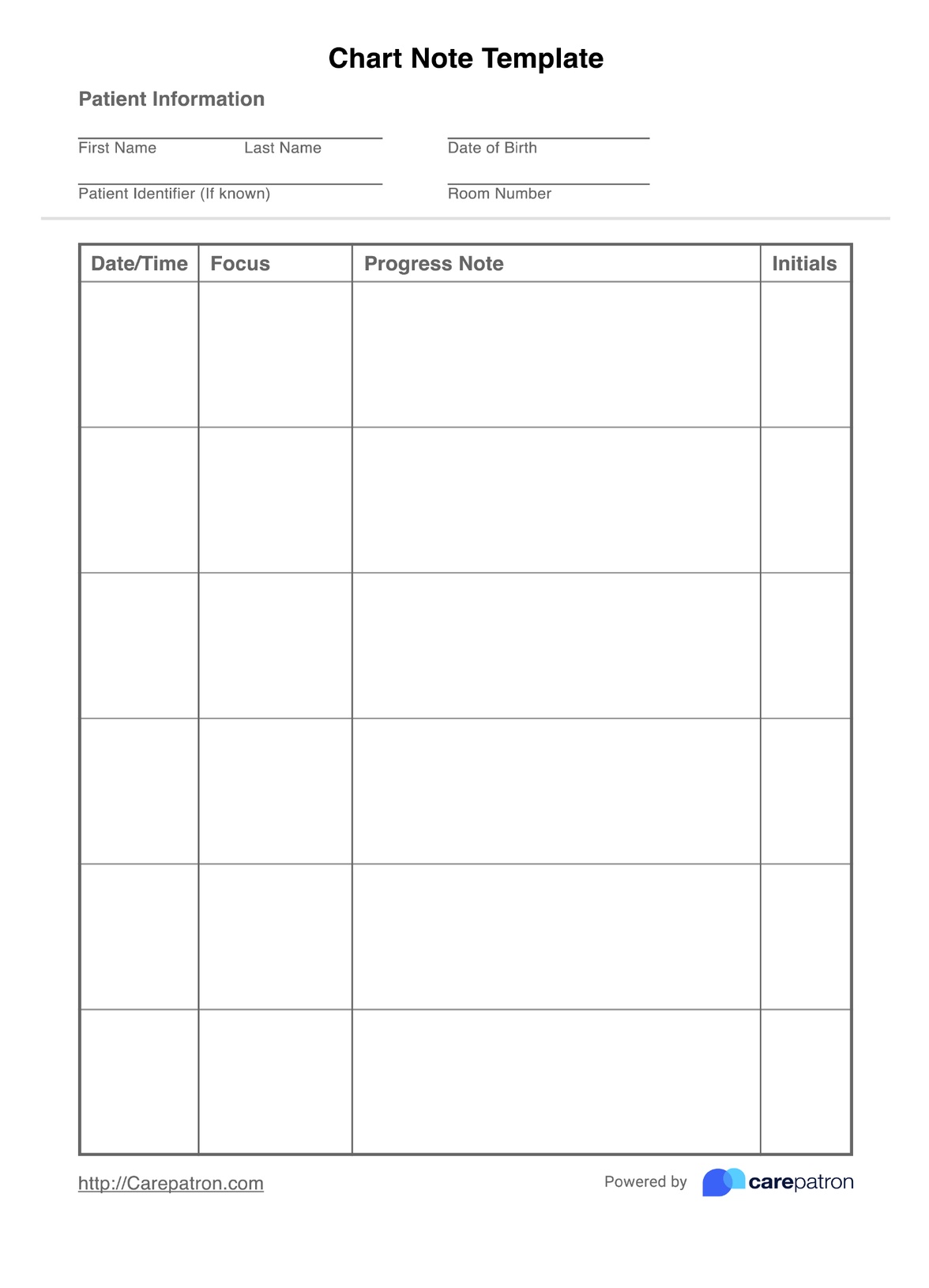 Chart Note Template PDF Example