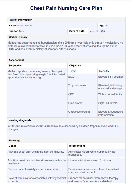 Brystsmerter Sygeplejeplan PDF Example