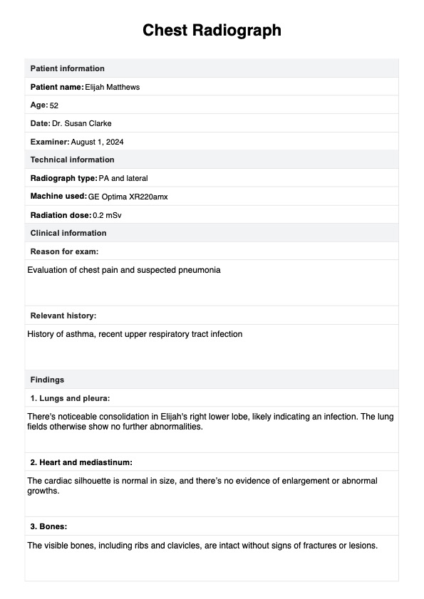 Chest Radiograph PDF Example