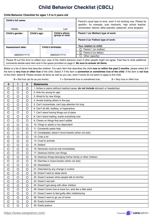 Child Behavior Checklist (CBCL) PDF Example