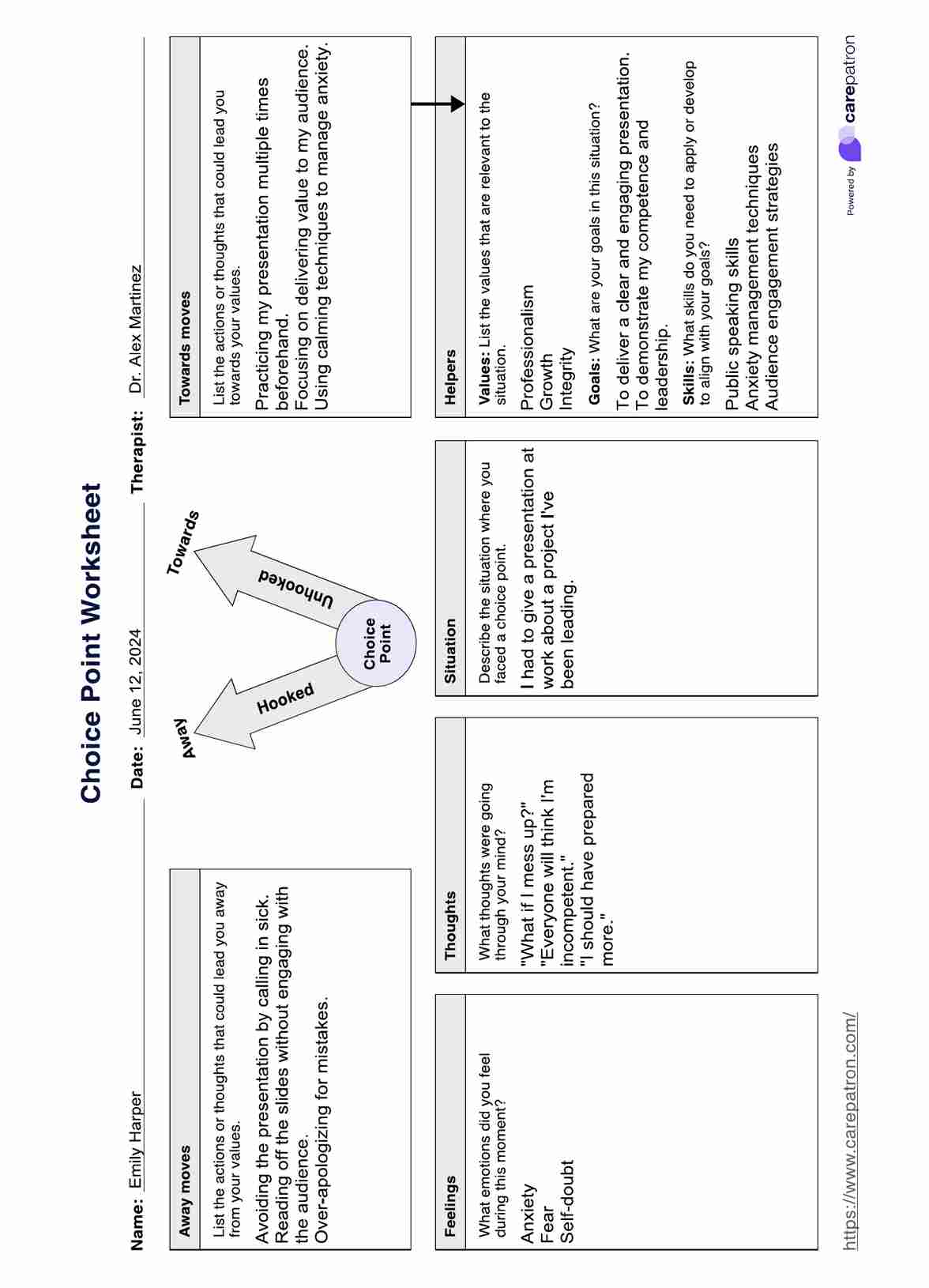 Hoja de trabajo de puntos de elección PDF Example