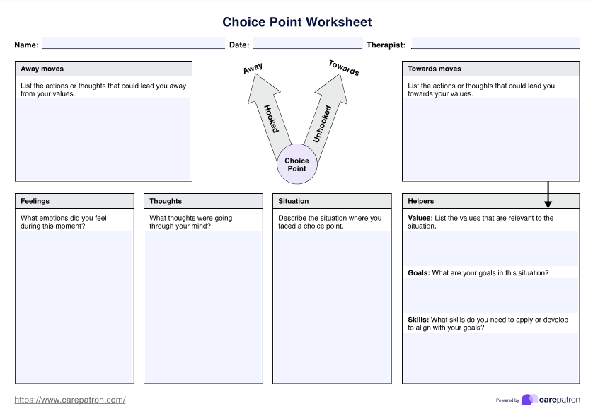 Choice Point Worksheet PDF Example