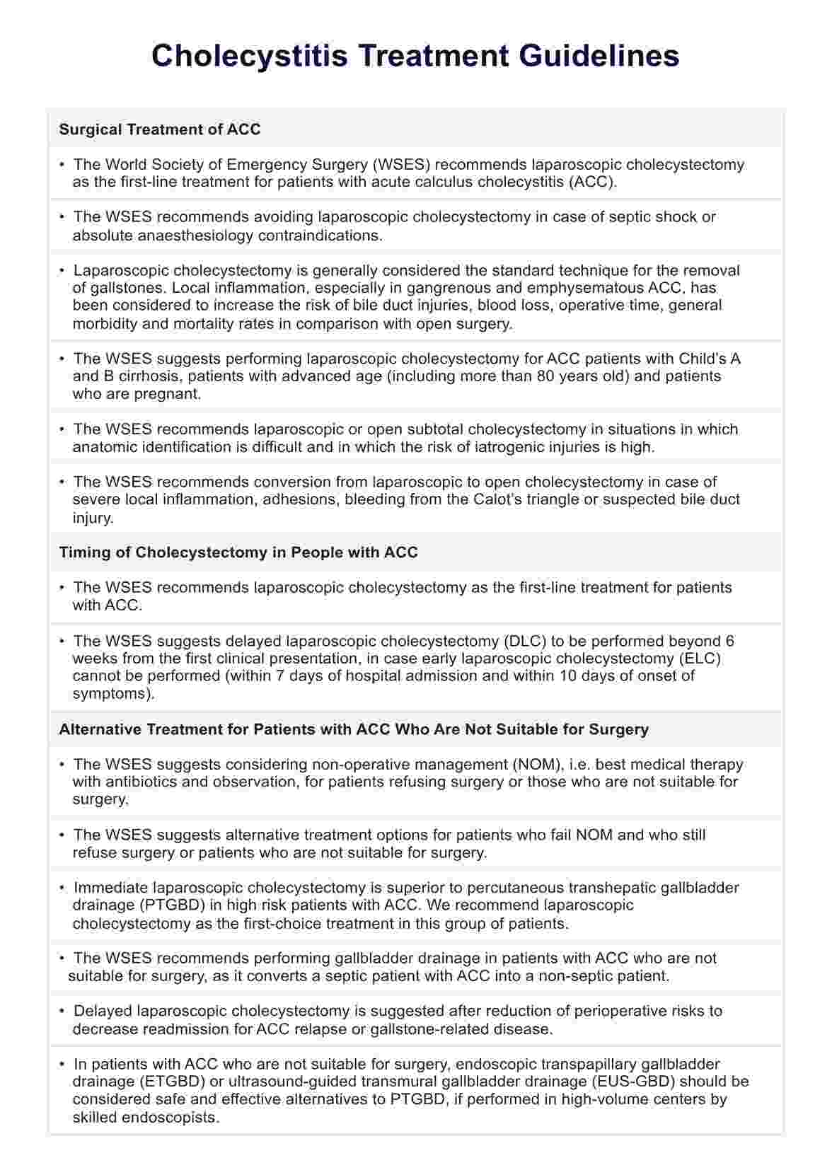 Cholecystitis Treatment Guidelines PDF Example