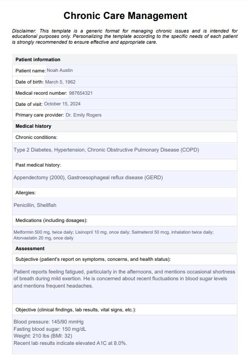 Ejemplo de gestión de cuidados para pacientes con condiciones crónicas PDF Example