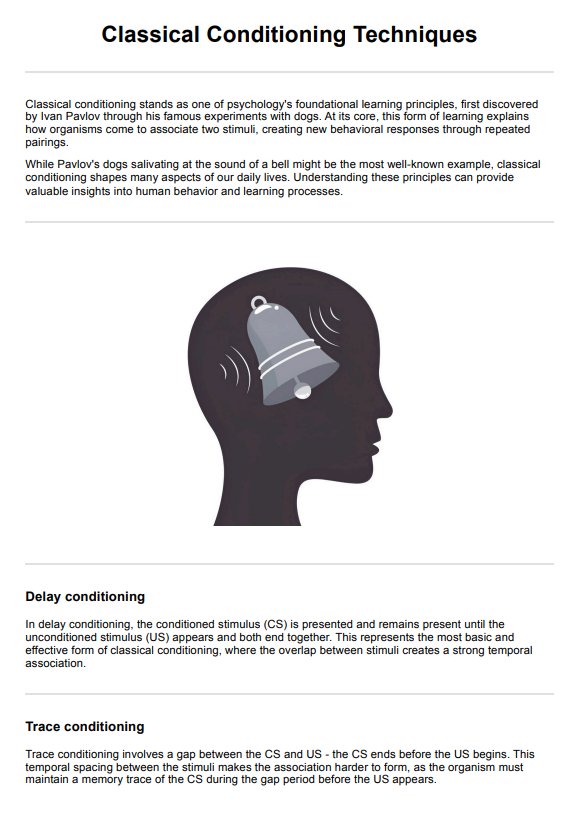 Classical Conditioning Techniques PDF Example