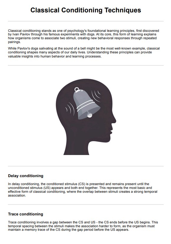 Classical Conditioning Techniques PDF Example