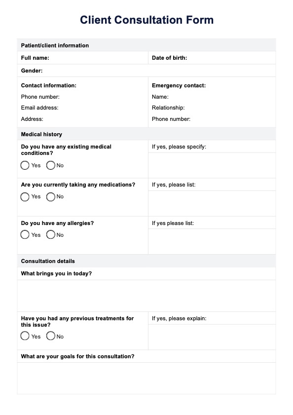 Client Consultation Forms PDF Example