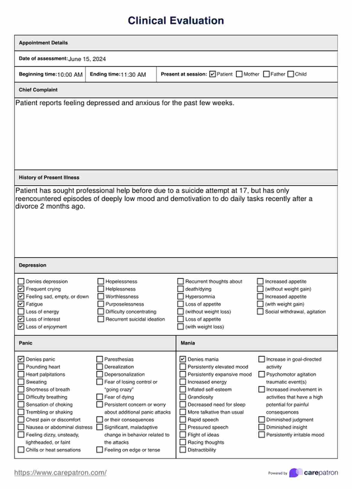Clinical Evaluation PDF Example