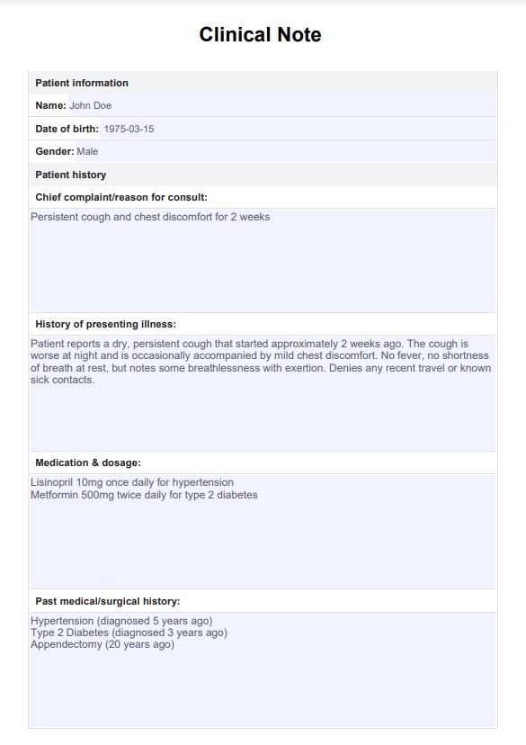 Templat Nota Klinikal PDF Example