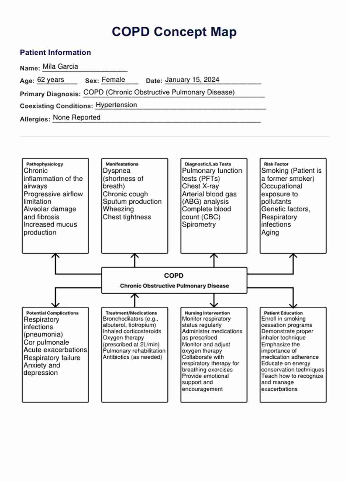 COPD Concept Map PDF Example